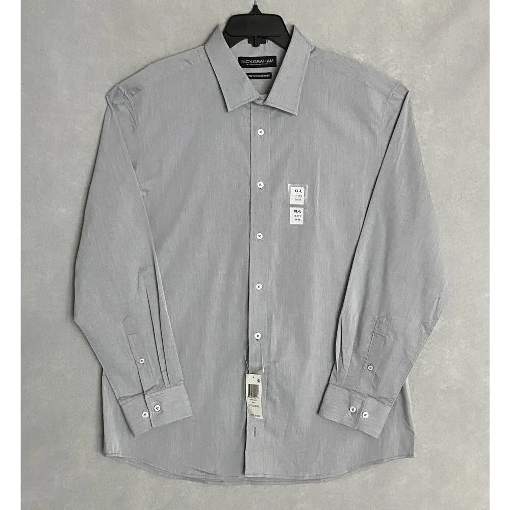 Nick Graham Men's 15.5 32/33 Modern Fit Dress Shirt Grey NEW - Picture 2 of 11